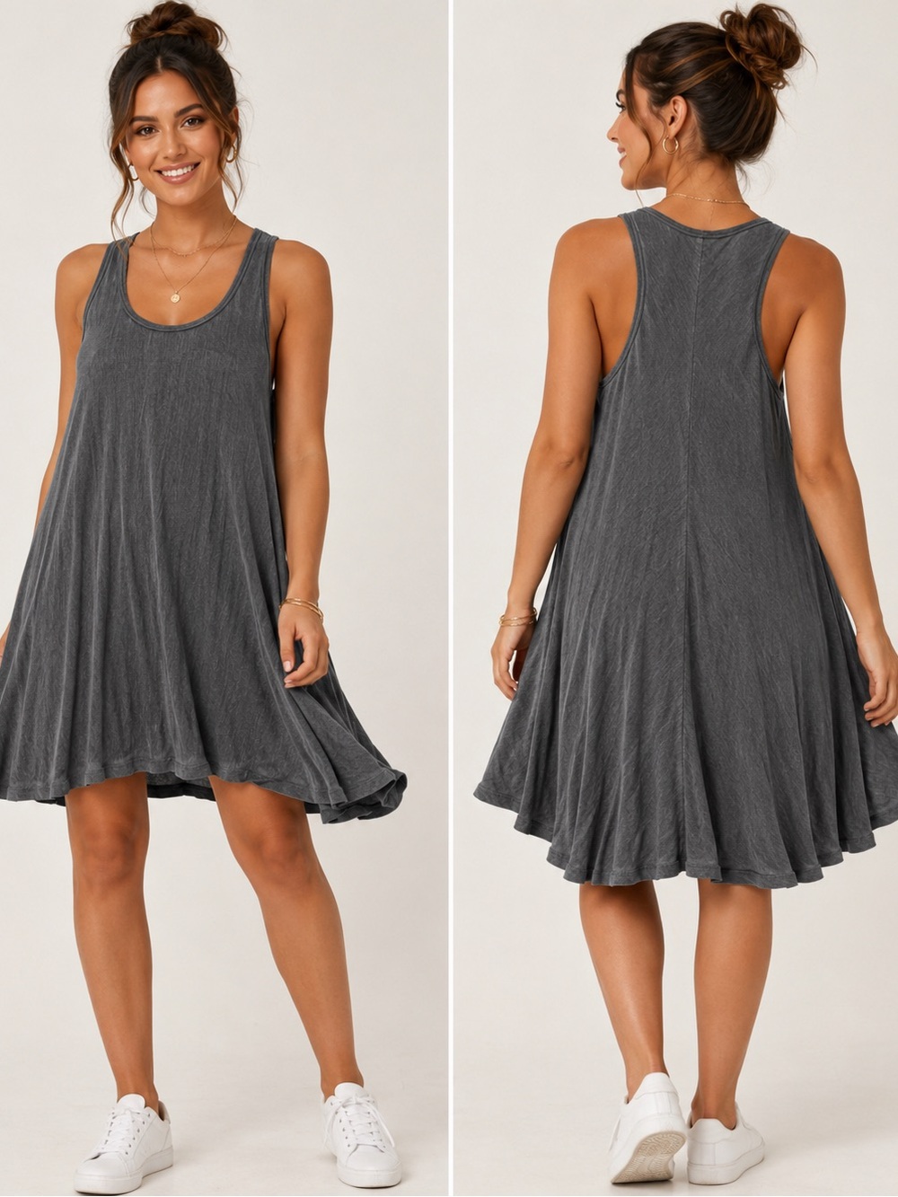 Alice + Olivia Charcoal Gray Sleeveless Swing Coverup Dress size medium